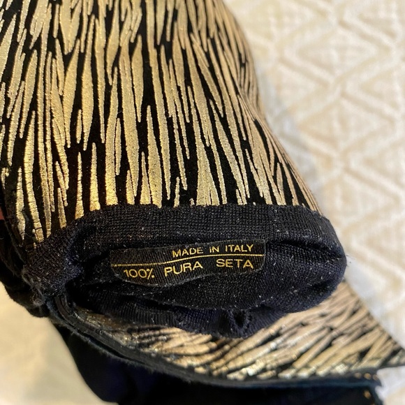 EUC Paloma Picasso Suede Gold Black Gauntlet gloves Sz 7 - Picture 4 of 4